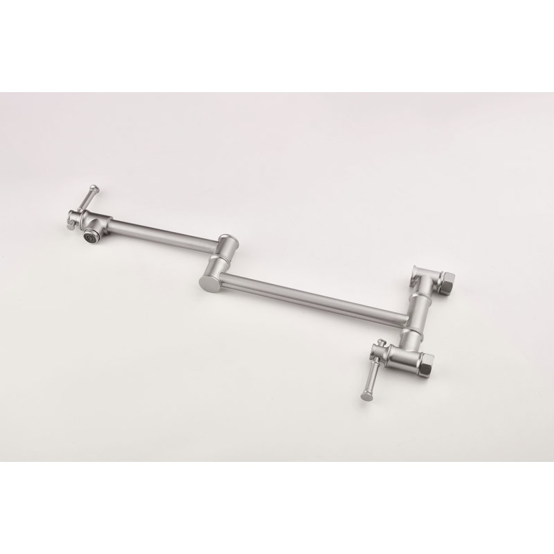 Wall Mounted Pot Filler Faucet, Modern Brass Pot Filler Two-Attachment Wall Mount Folding Kitchen Pot Filler Swing Arm