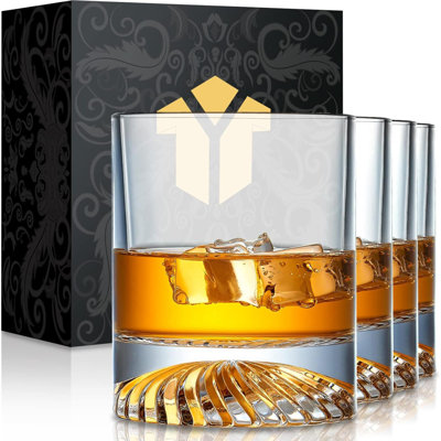Whiskey Glasses Old Fashioned Glasses Set Of 4 12Oz Rocks Glasses Gift For Men Women Drinking Bourbon Scotch Cocktails Rum Cognac Vodka At Home Bar