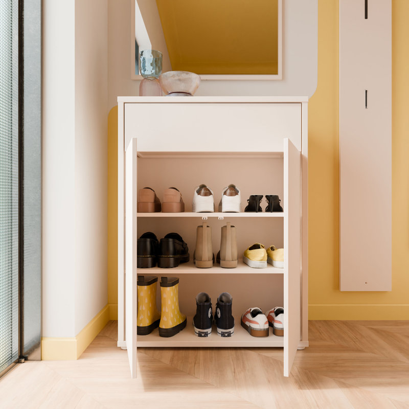 Saabir 9 Pair Shoe Storage Cabinet, White