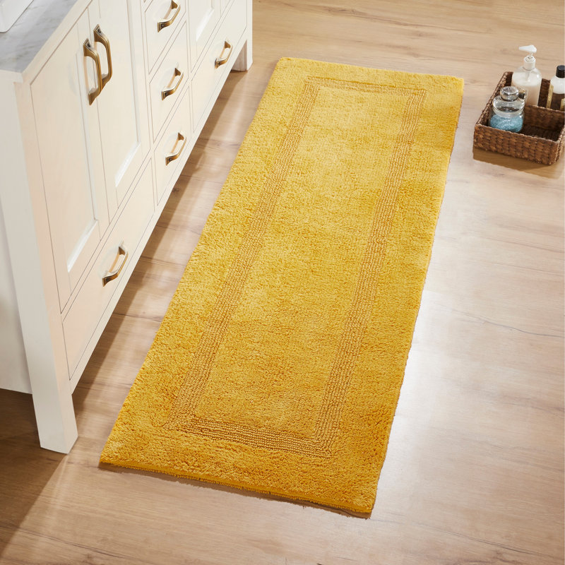 Rozanne Reversible Cotton Bath Rug, Yellow, 20" x 60" Runner