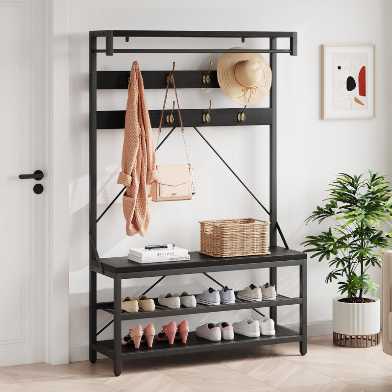 Banc de rangement pour 8 paires de chaussures, Noir