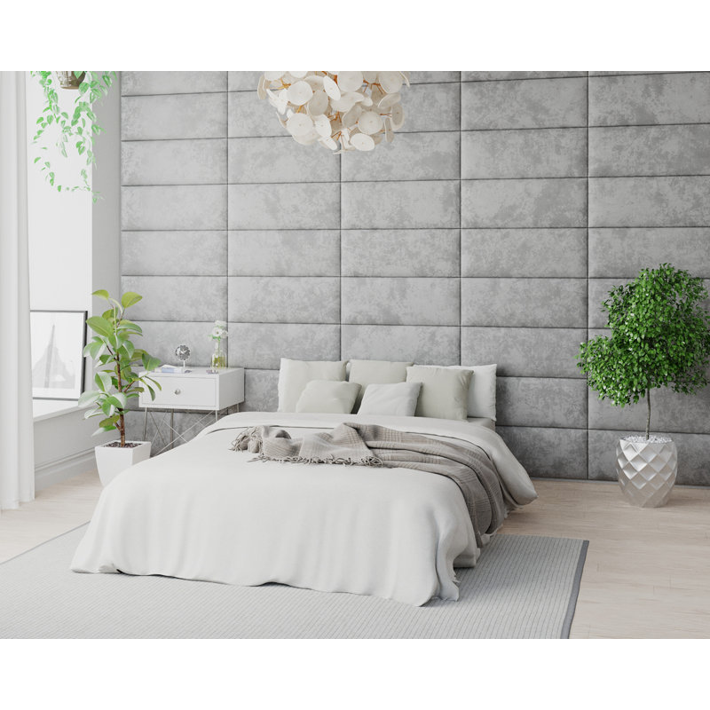 Kaleesa 30 cm x 75 cm Peel and Stick Upholstered Wall Paneling in Silver