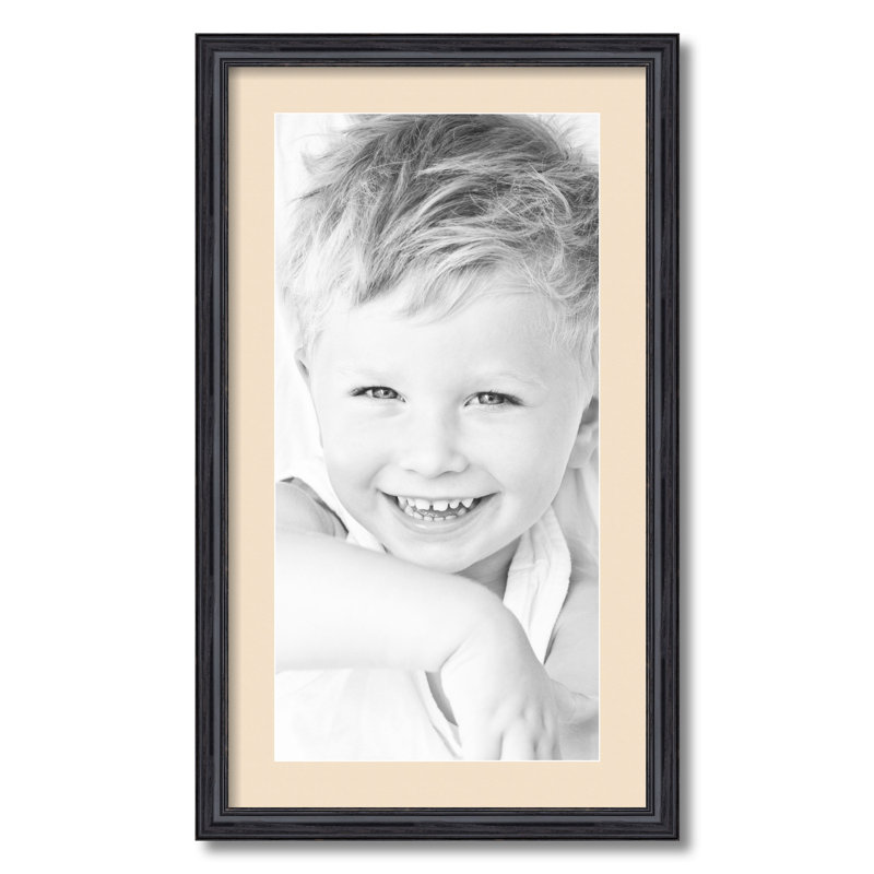 Cadre 12 po x 24 po simple noir mat, Crème française