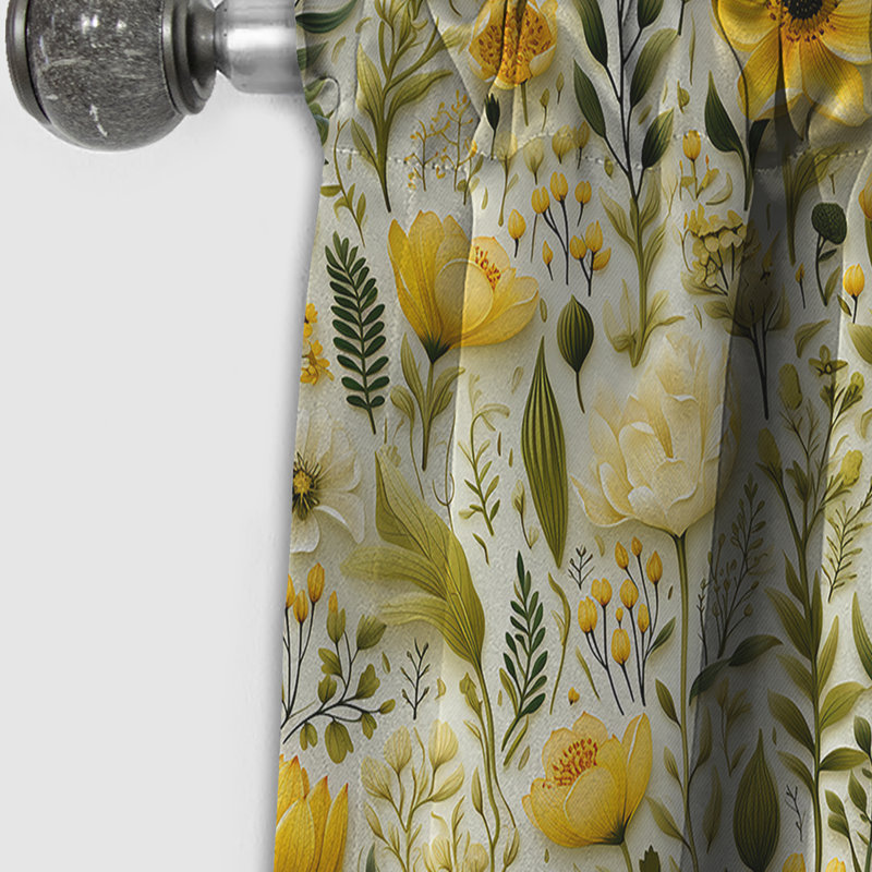 Earthy Greens Accents I - Rideau à motif floral - Rideau occultant à motif floral - 1 panneau, L 52 po x L 90 po