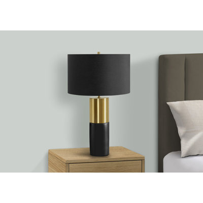 Lighting, H 25 po, lampe de table, noir, abat-jour noir, contemporain
