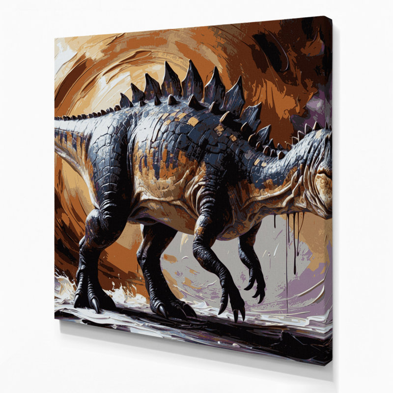 Art mural sur toile brun dinosaure, H 16 po x l 16 po