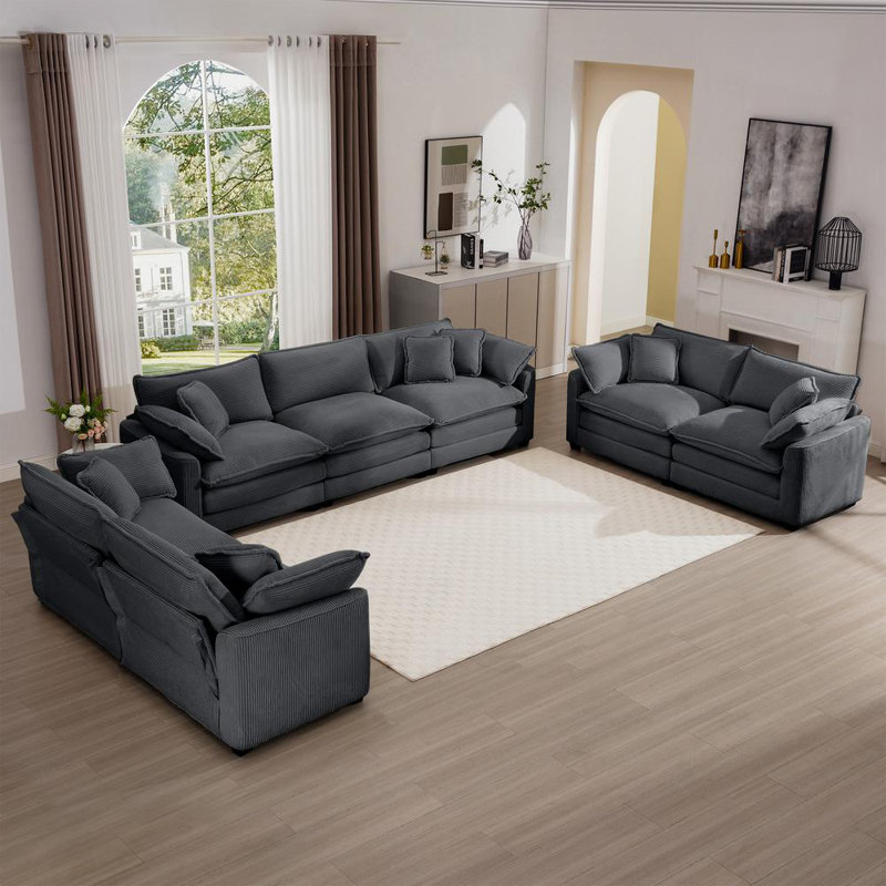 2-Piece Sofa Set (Gray)