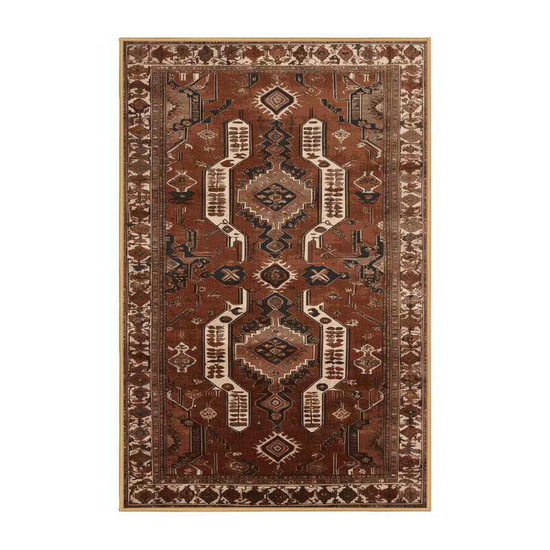 Tapis brun lavable à la machine, Rectangle 5 pi x 7 pi