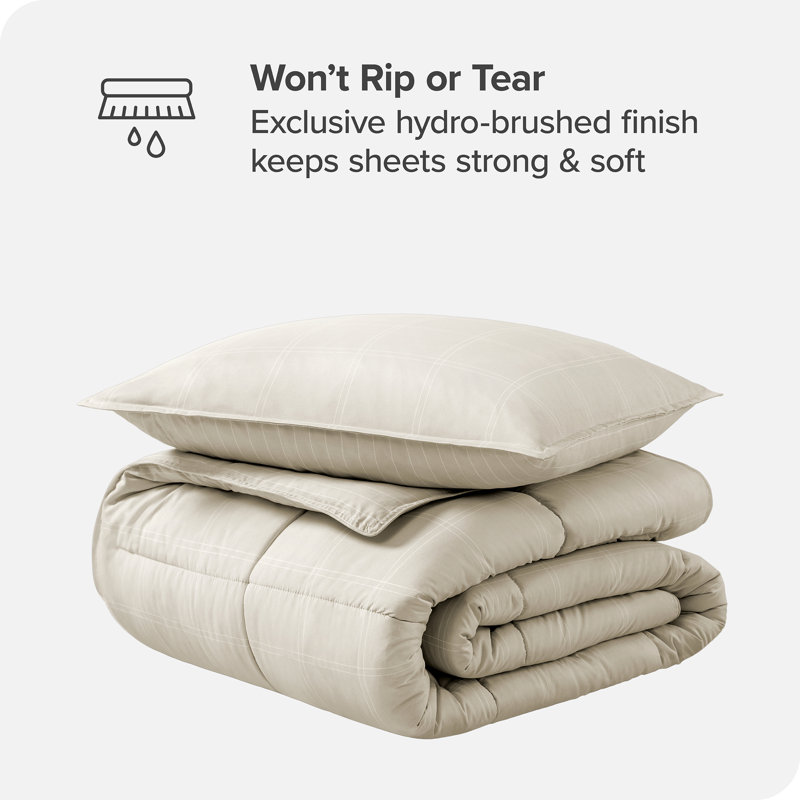 Down Alternative Comforter Set, Twin XL Comforter + 1 Standard Sham, Stone/White - Modern Plaid