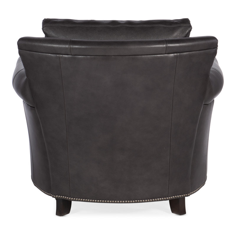 Richardson Armchair Chair with Ottoman, Gunmetal with Tapered Leg