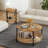 Boho Living Room Table Set With Rattan Storage Shelf And Metal Frame, Round Coffee Table And 2 End Side Tables