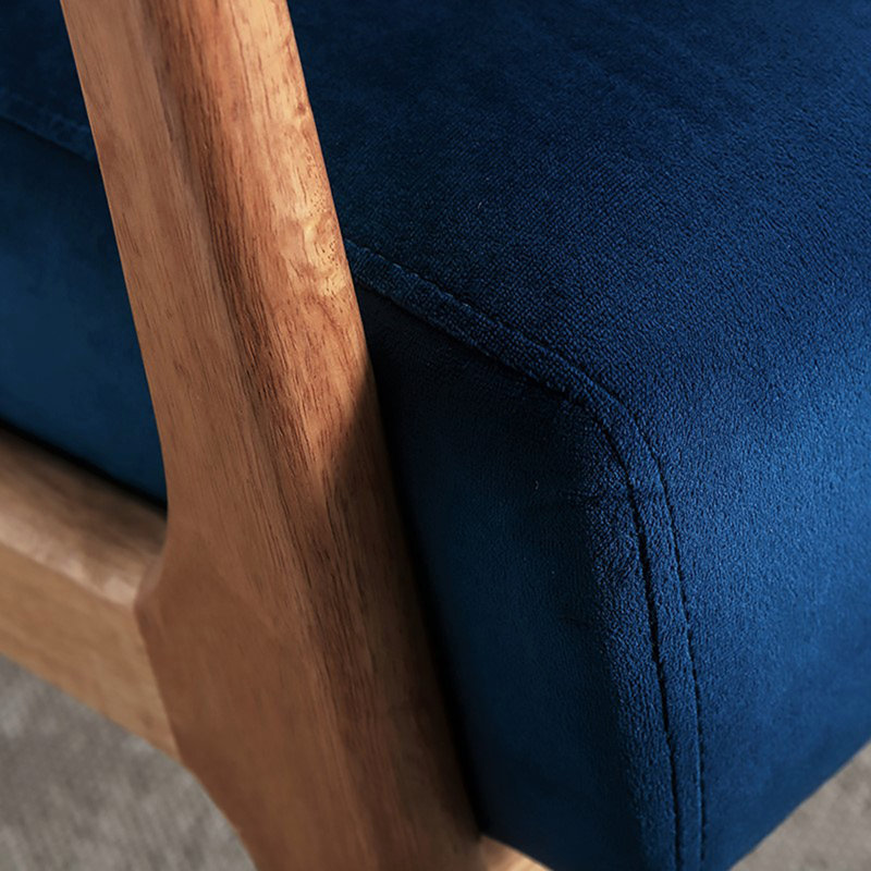 Chaise rembourrée en microfibre de style rétro, Velours bleu