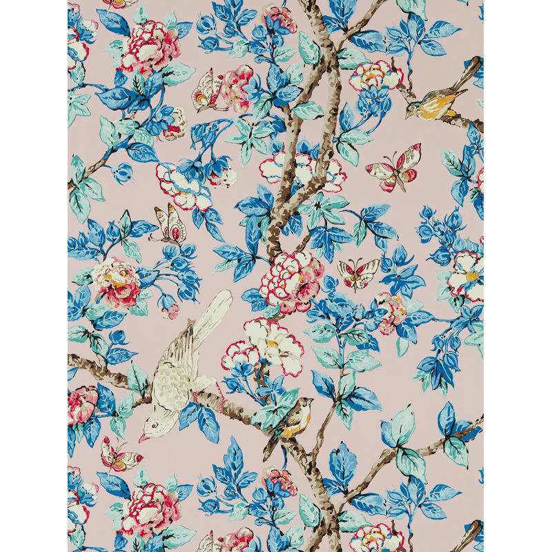 Caverley Wallpaper, Rose/French Blue