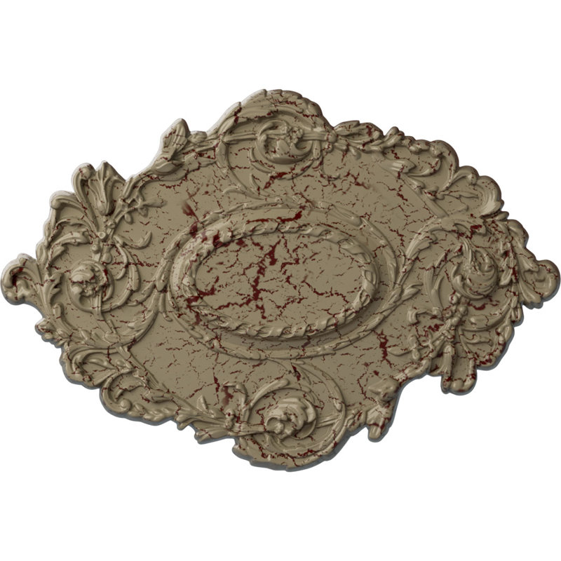 Médaillon de plafond Endurathane Baile, diamètre extérieur 31 1/4 po x P 2 1/4 po (convient aux auvents jusqu'à 6 po), finition de foyer en pierre peinte à la main