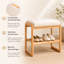 Banc de rangement pour chaussures en bois massif naturel, organisateur en bois de hêtre avec coussin éponge haute résilience