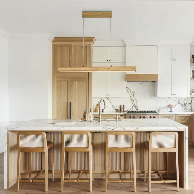 1 - Light LED Wood Kitchen Island Pendant