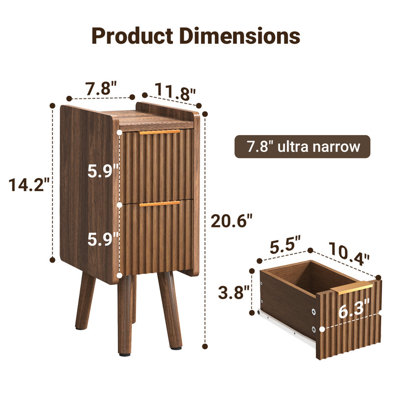 2-drawer Fluted Nightstand (set of 2)