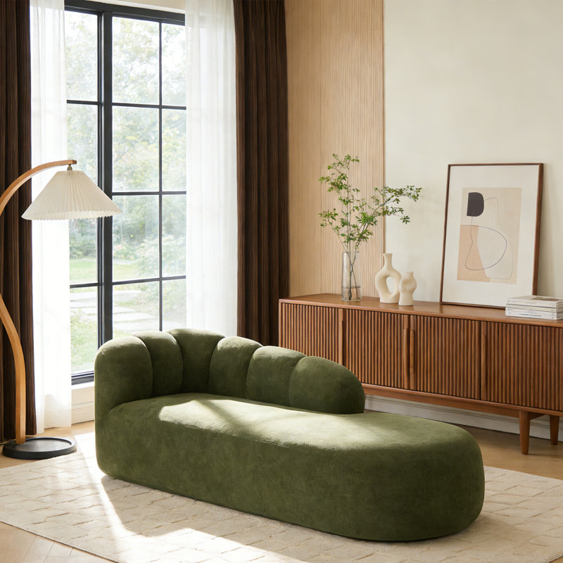 Méridienne à compression moderne avec dossier rembourré, Vert olive