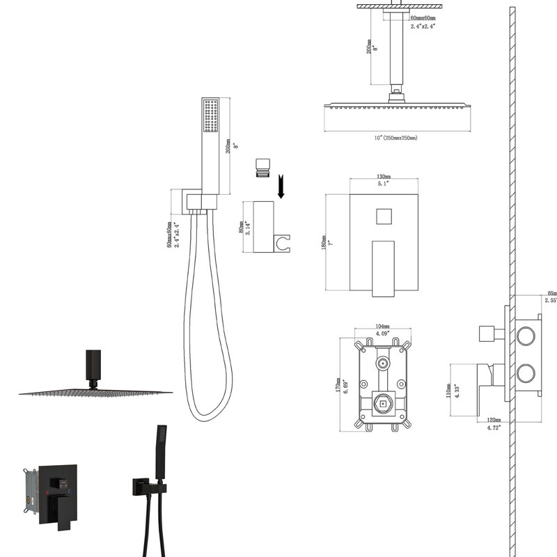 10 Inch Ceiling Mount Shower - Oil Rubber Bronze Balanced Easy To Clean, Oil-Rubbed Bronze