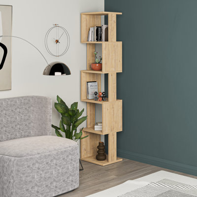 Chane Wall-Mounted Bookcase with 5 Shelves | Modern Storage Unit for Home or Office