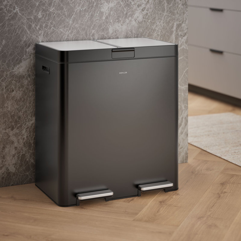 82-Liter Stainless Steel Dual-Bin Step Trash Can, Brown