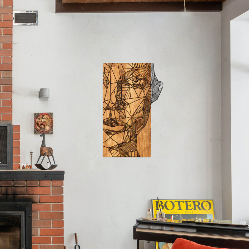 Élégant accessoire mural décoratif en bois, noir et noyer, 14,6 po x 22,8 po | Structure 100% bois durable (épaisseur: 1,2 po) | Parfait pour la décoration intérieure, l'esthétique moderne et l'art mural unique