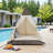 90.5" Outdoor Wicker Sunbed With Tent Curtains & Colorful Pillows - Adjustable Privacy Design, 700 Lb Capacity, Weather-resistant For Poolside, Patio & Garden-1463616662-1463616657