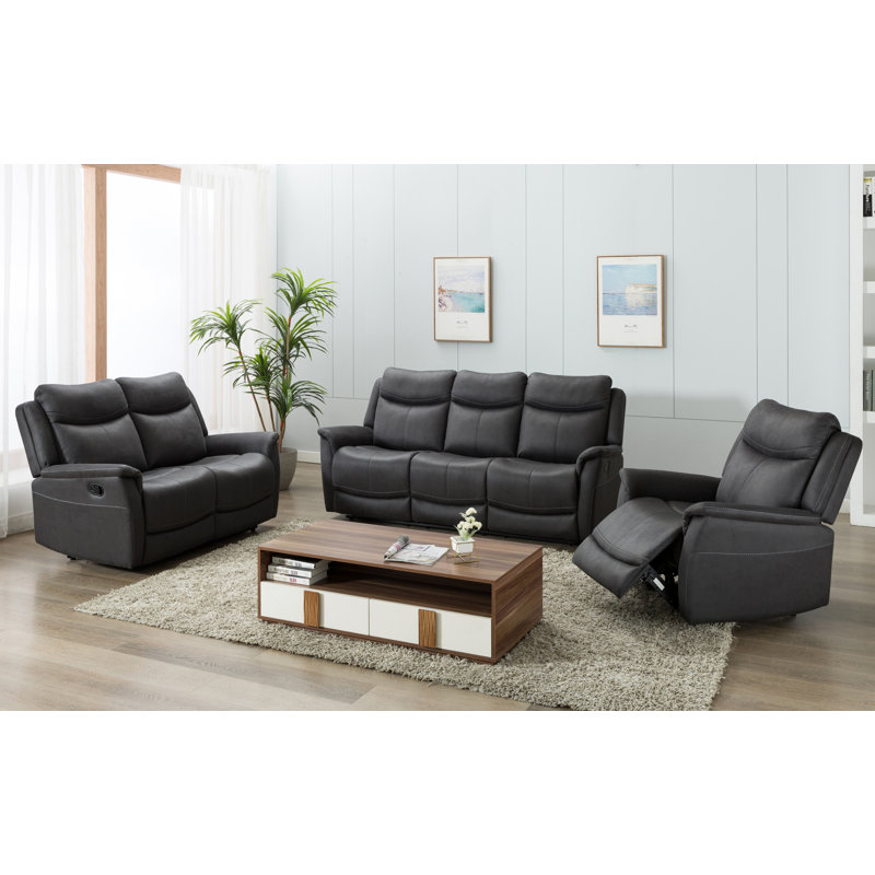 Winburn 2 Seater Reclining Loveseat, Dark Grey