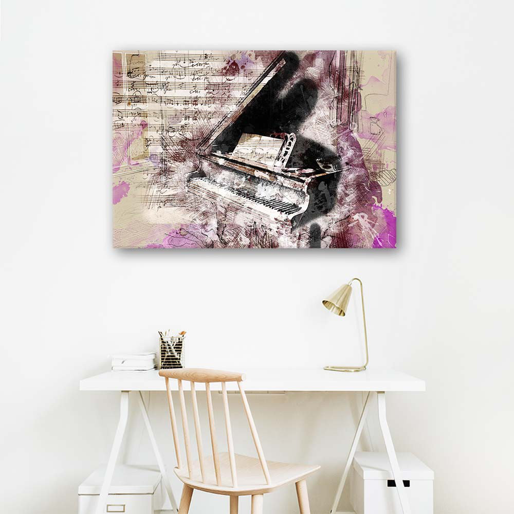 Leinwandbild Piano Abstract Purple Vintage