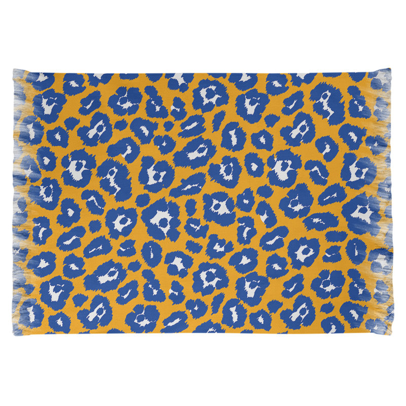 Tapis jaune / bleu à imprimé animal