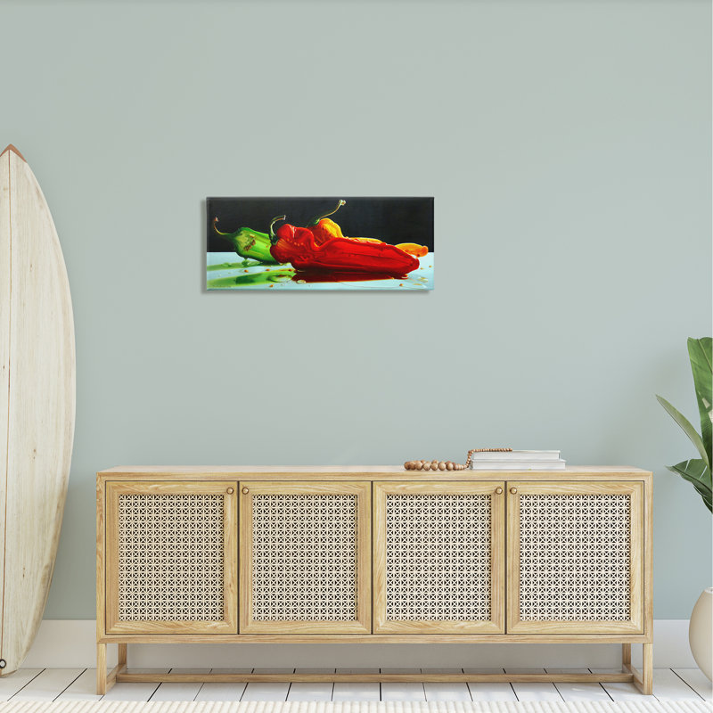 Nourriture pour légumes Bold Modern Peppers Still Life Kitchen - photographie sur, H 13 po x l 30 po x P 1,5 po