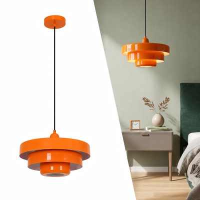 Luminaire suspendu industriel réglable à 1 lumière avec abat-jour en métal 3 couches, lampe suspendue vintage pour le salon