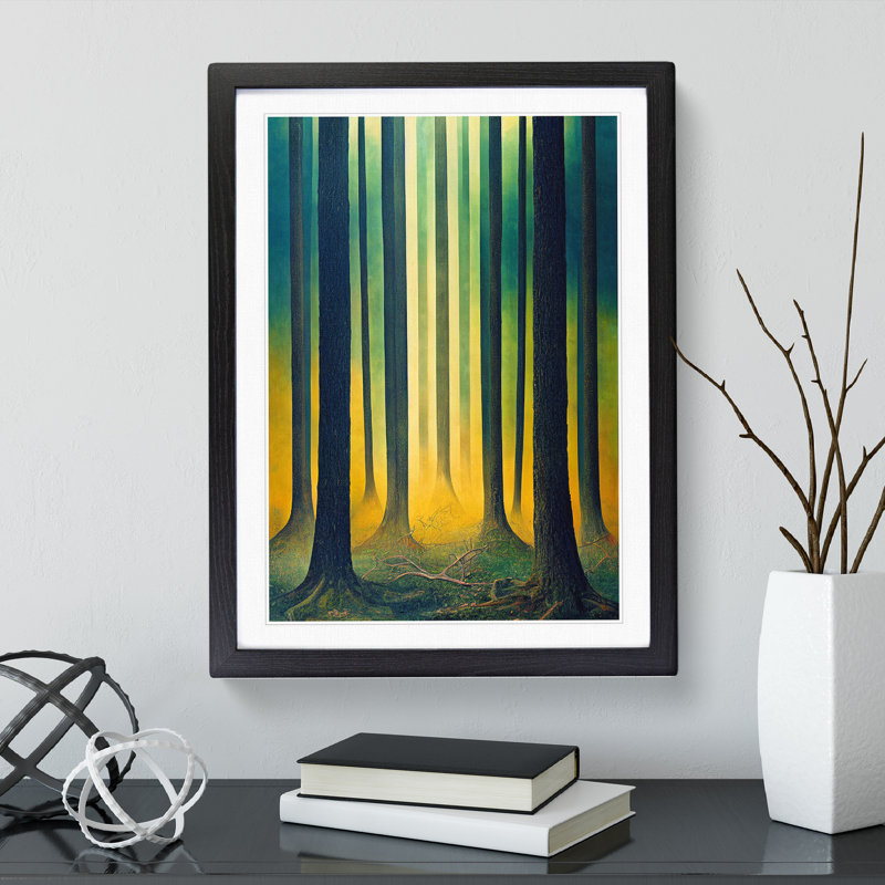 The Pretty Forest - Single Picture Frame Painting, 64cm H x 46cm W x 2cm D, Black