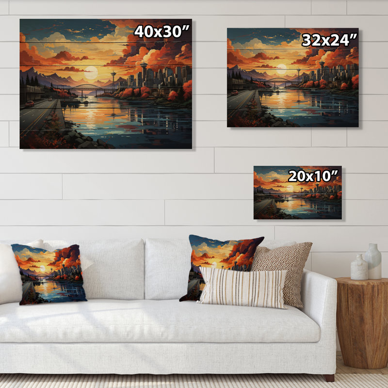 " City Vancouver Sunset Popart ", 10" H x 20" W x 0.78" D
