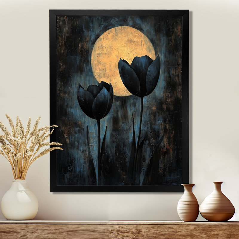 Jenssen - Art mural floral, Noir, noir, noir, noir, H 20 po x l 12 po, Reproduction encadrée d'une seule photo
