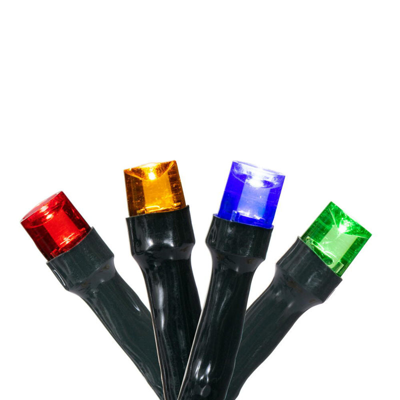 Latitude Run® 100 LED Multi-Colored Battery Operated Light Set, Green Wire with 5 Bulb Spacing."