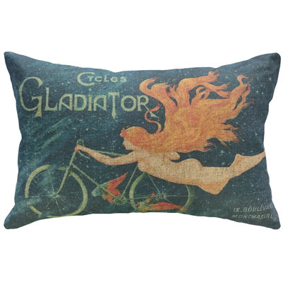  Whimsical Bike Linen Lumbar Pillow