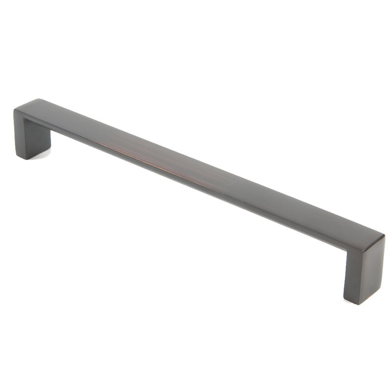 Poignée de meuble centrale carrée 8" moderne, Bronze huilé