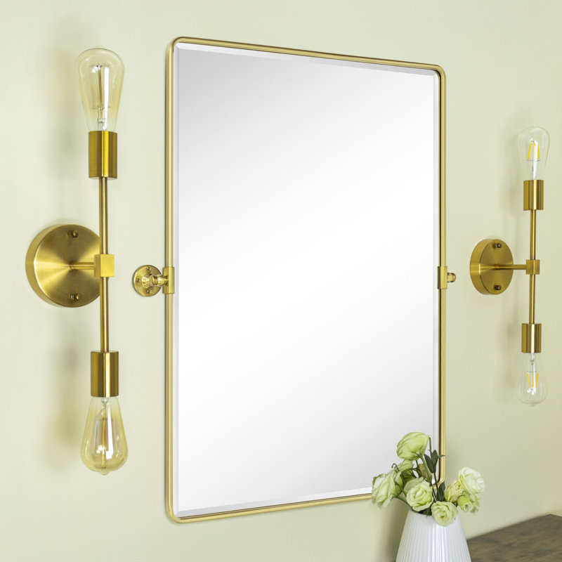 Miroir mural de salle de bain Woodvale, Or brossé, 40 po x 30 po