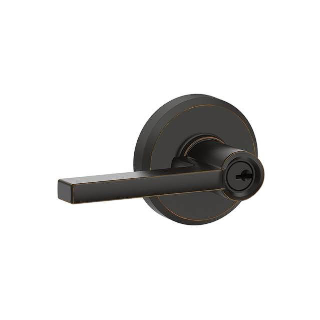 F Series Latitude Keyed Entry Leverset with Greyson Rosette, Aged Bronze, Keyed Alike, Yes
