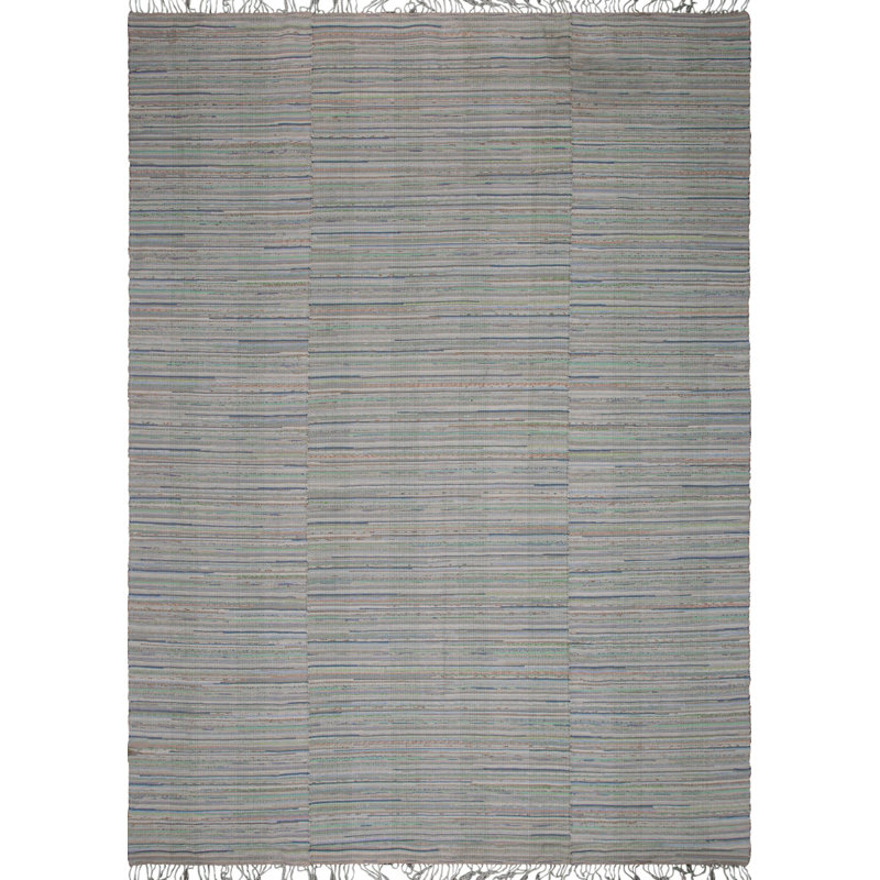Tapis gris clair clair à motif abstrait moderne moderniste à rayures tissées à plat