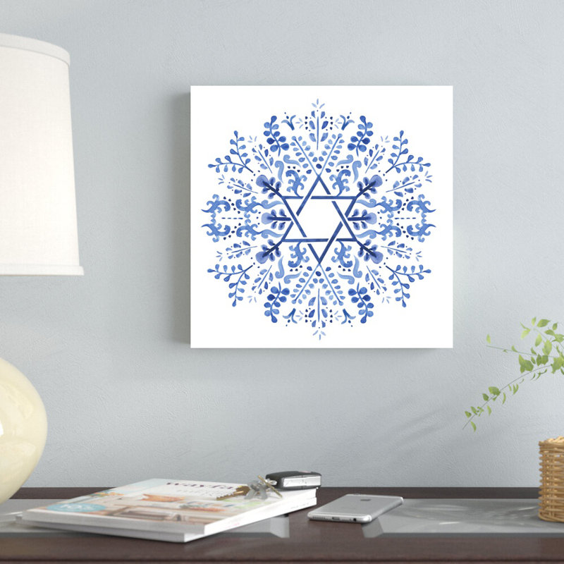 «Indigo Hanukkah I» par Victoria Borges - impression sur toile tendue, H 12 po x l 12 po