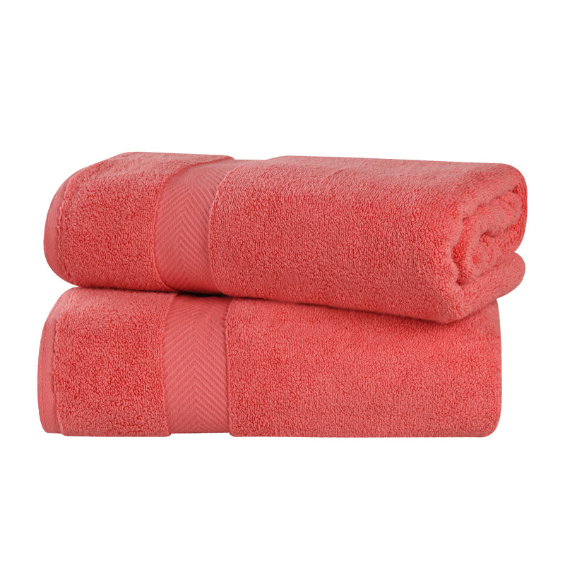 Hamachi 100% Zero Twist Cotton Absorbent 2-Piece Bath Sheet Set, Coral