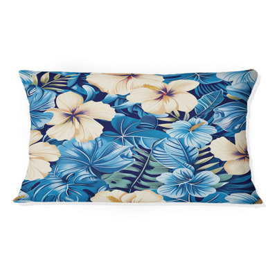 Coussin lombaire hibiscus tropical beige et beige