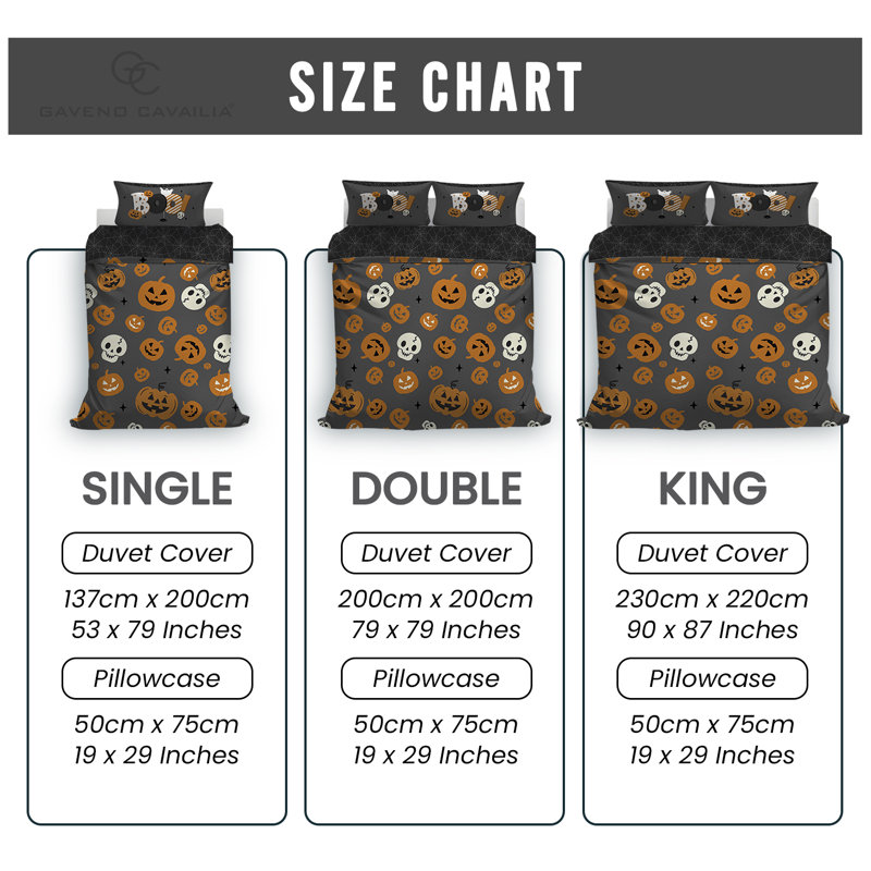 Cotton Blend Halloween Duvet Cover with Pillowcases, King
