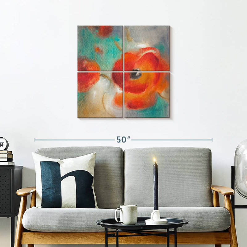 Harnek - coquelicots écarlates en fleurs II, H 26 po x l 26 po