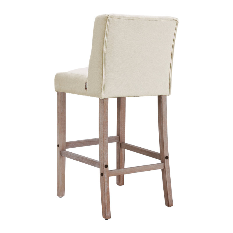 Upholstered 63cm Counter Bar Stools Dining Chairs Set of 2, Beige