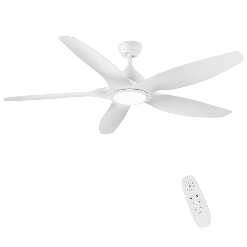 Ventilateur de plafond 60 po DEL moderne avec pales en ABS blanc