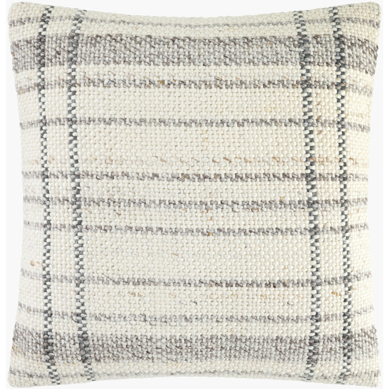 Becki Owens X Livabliss Amaya Accent Pillow, Polyester, Square 20", Cream Plaid
