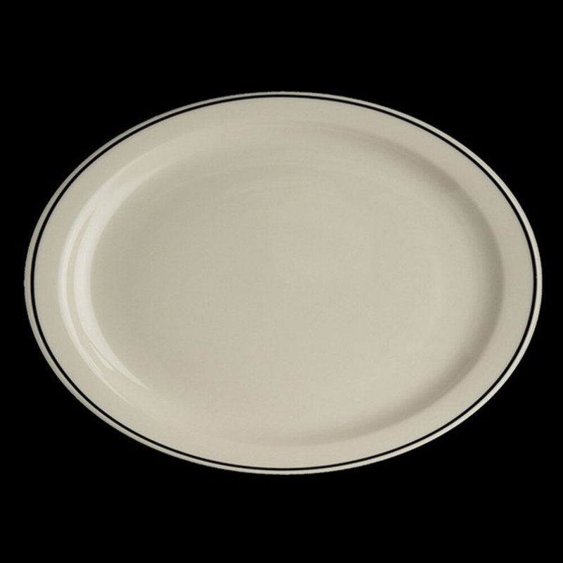 Plateau ovale à bord étroit noir, H 9 po x L 11,38 po x l 11,38 po